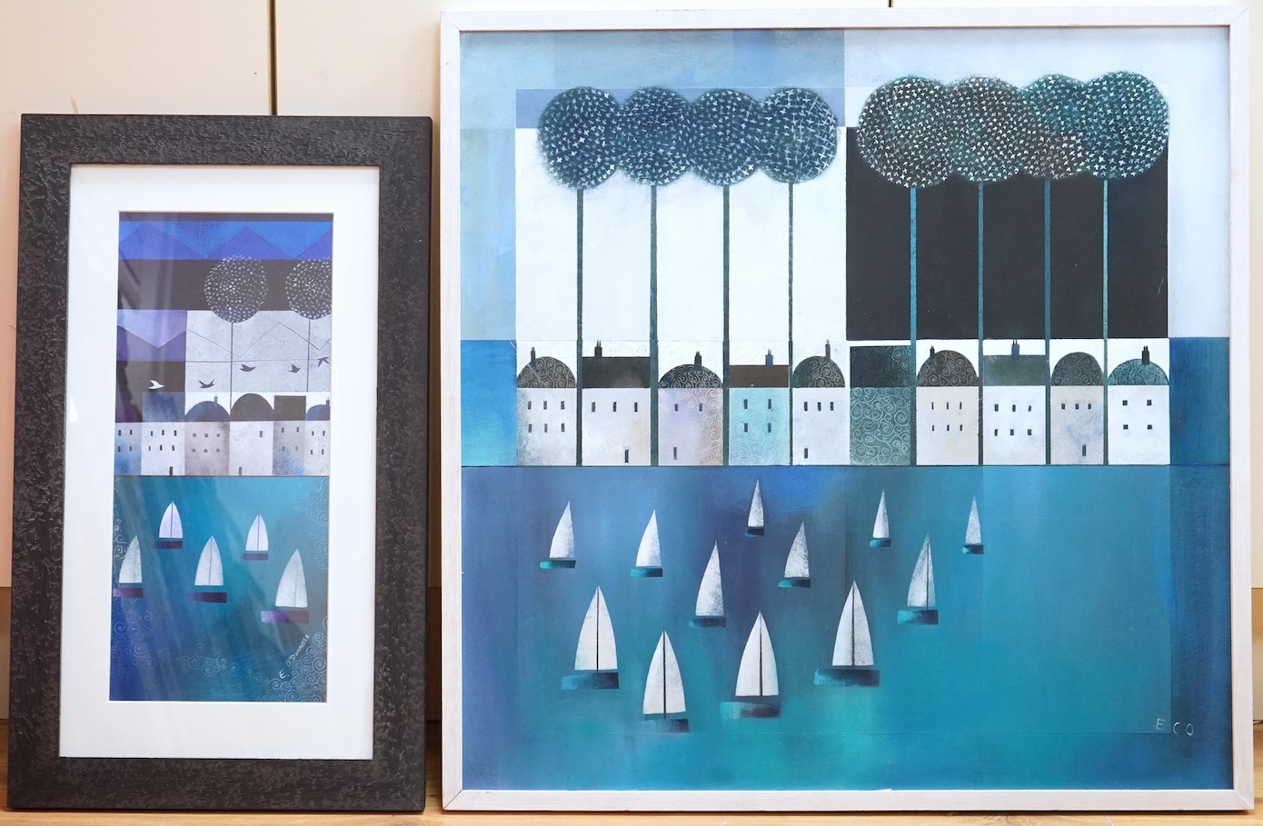 E. O'Donnell, ‘Montenegro waters’ and ‘Istira’, each signed, two acrylics on board, largest 60 x 60cm